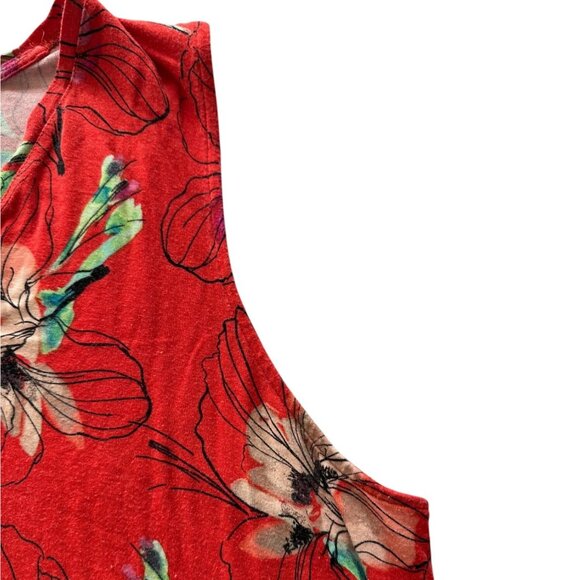 Apt. 9 Essentials Womens Red Tropical Floral Sleeveless V-Neck Tank Top XXL - Picture 4 of 8